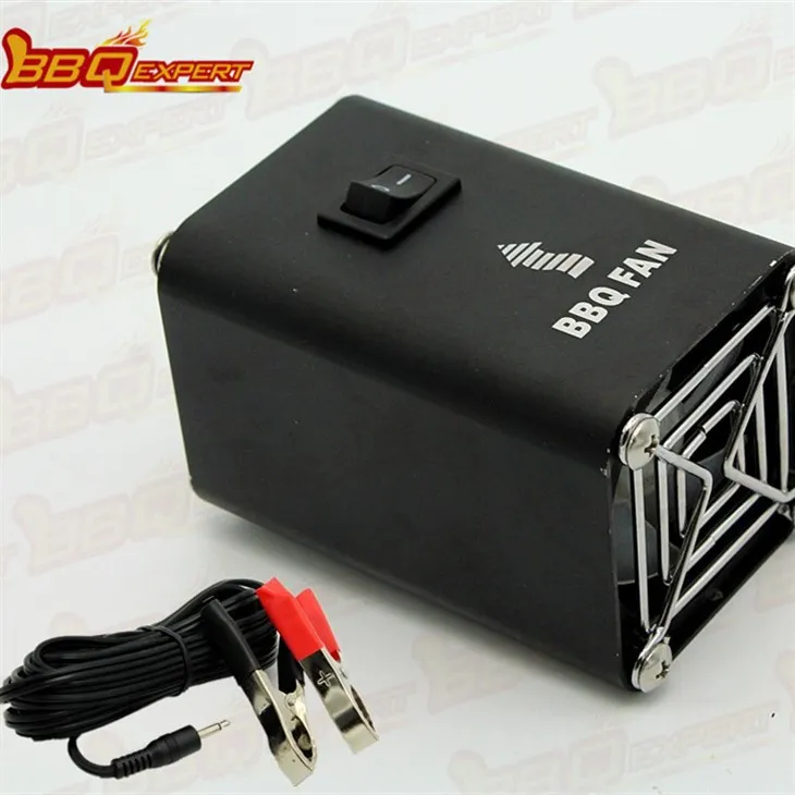 Črni aluminijasti električni puhalnik za ognjišče za zračni žar 12 V ventilator za žar z aligatorsko zaponko FD315A(S)