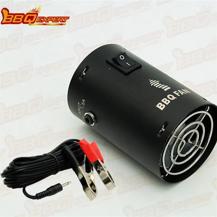 Eleganten okrogel ventilator za vžig ognja, puhalo za žar za žar 12 V, puhalo dima z aligatorsko zaponko FD315A(R)