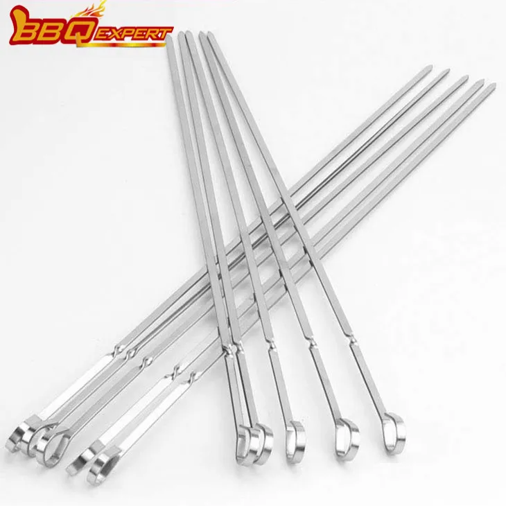 Zgostite ploščate palčke za žar v kompletu za nabodala iz nerjavečega jekla