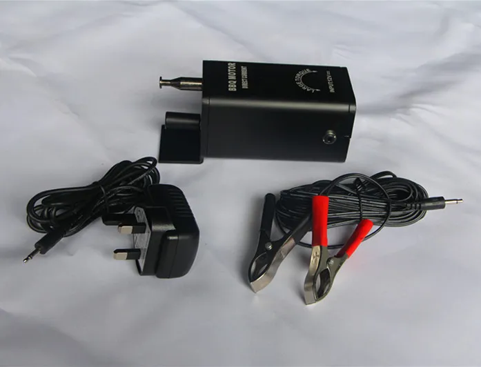 Črni aluminijasti žar z motorjem 12 V Rotisserie